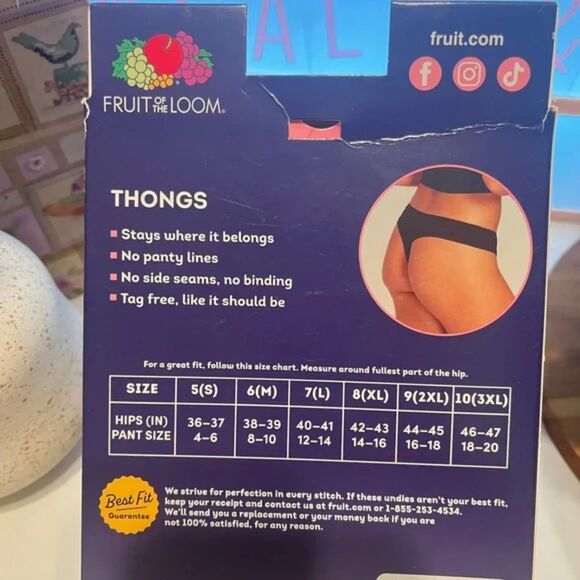 Fruit of the Loom 360° Stretch Seamless Women’s Thongs 5-Pack Size 7 L - Picture 4 of 7